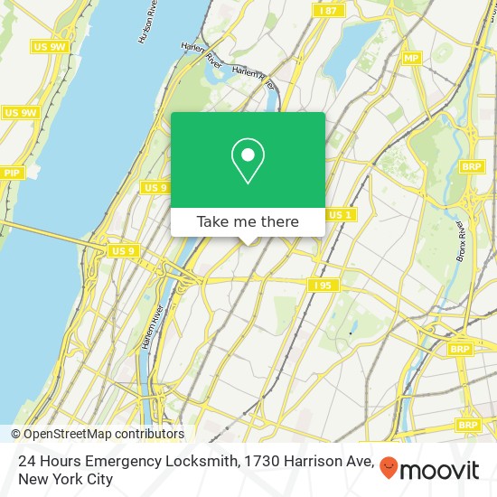 Mapa de 24 Hours Emergency Locksmith, 1730 Harrison Ave