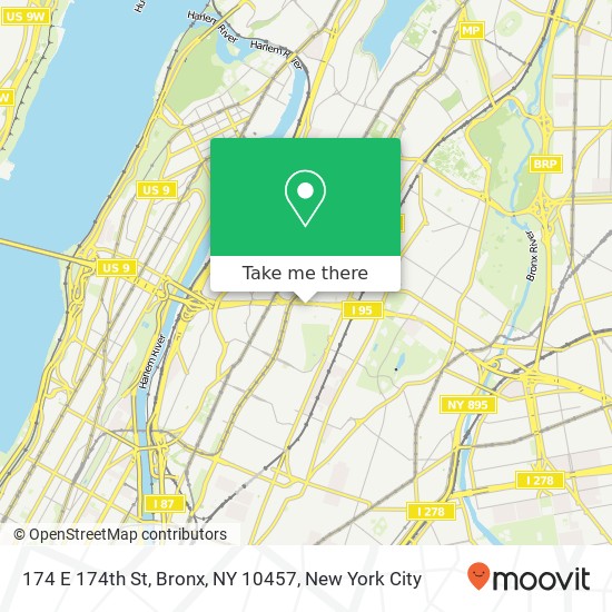 Mapa de 174 E 174th St, Bronx, NY 10457