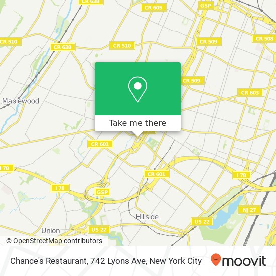 Mapa de Chance's Restaurant, 742 Lyons Ave