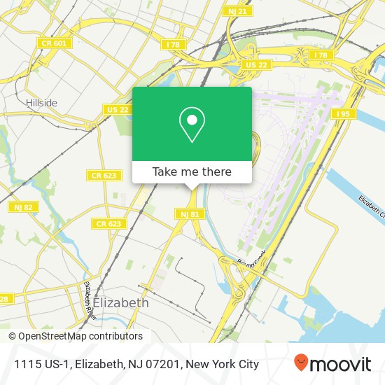 Mapa de 1115 US-1, Elizabeth, NJ 07201