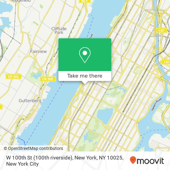 W 100th St (100th riverside), New York, NY 10025 map