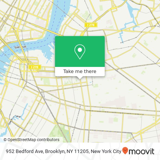 Mapa de 952 Bedford Ave, Brooklyn, NY 11205