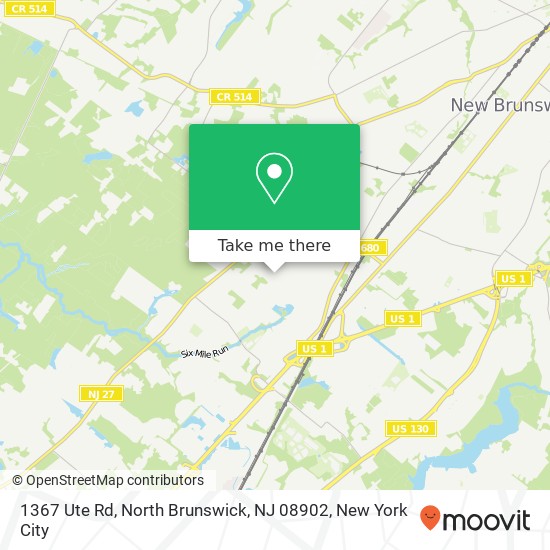 Mapa de 1367 Ute Rd, North Brunswick, NJ 08902