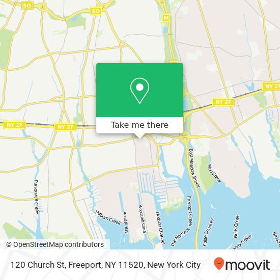 Mapa de 120 Church St, Freeport, NY 11520