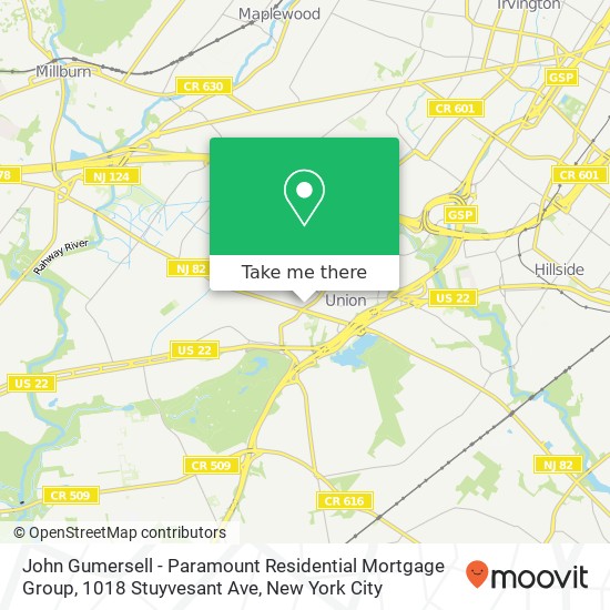 Mapa de John Gumersell - Paramount Residential Mortgage Group, 1018 Stuyvesant Ave