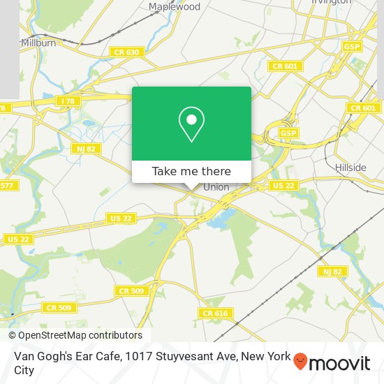 Mapa de Van Gogh's Ear Cafe, 1017 Stuyvesant Ave