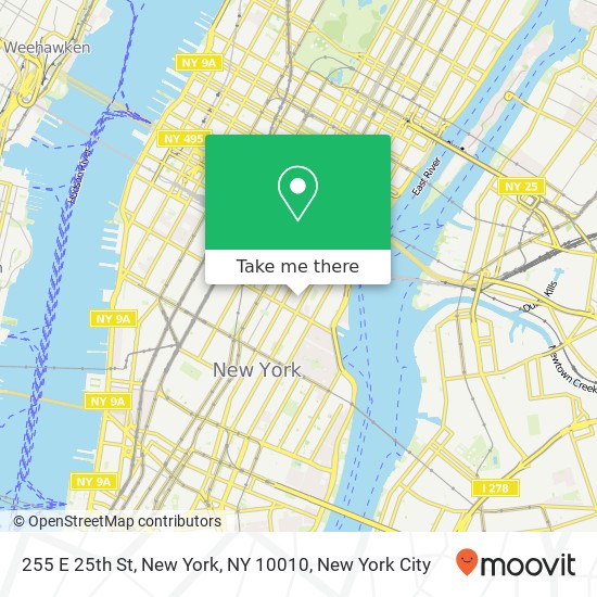 Mapa de 255 E 25th St, New York, NY 10010