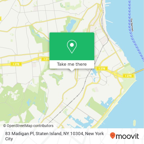 Mapa de 83 Madigan Pl, Staten Island, NY 10304