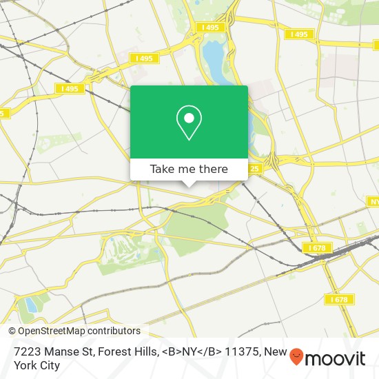 7223 Manse St, Forest Hills, <B>NY< / B> 11375 map