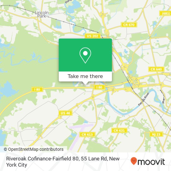 Mapa de Riveroak Cofinance-Fairfield 80, 55 Lane Rd