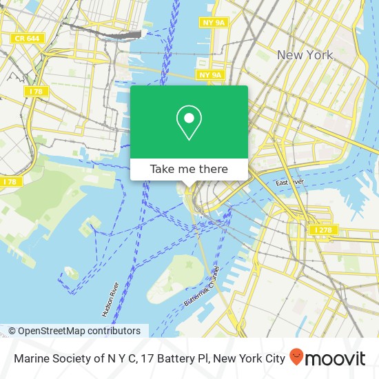 Mapa de Marine Society of N Y C, 17 Battery Pl