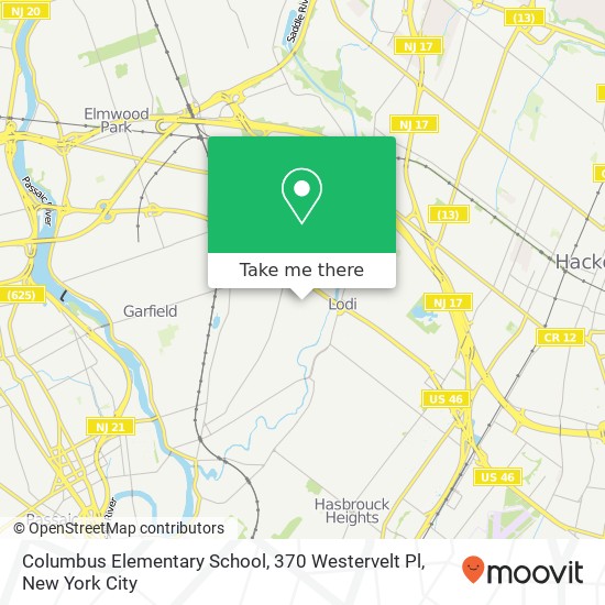 Columbus Elementary School, 370 Westervelt Pl map