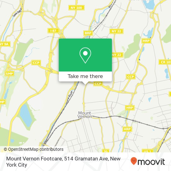 Mount Vernon Footcare, 514 Gramatan Ave map