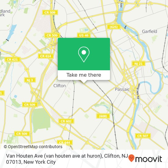 Van Houten Ave (van houten ave at huron), Clifton, NJ 07013 map