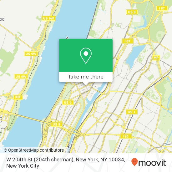 Mapa de W 204th St (204th sherman), New York, NY 10034