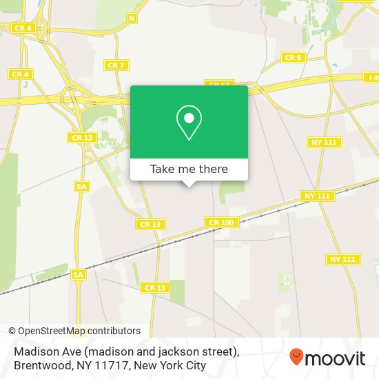 Mapa de Madison Ave (madison and jackson street), Brentwood, NY 11717