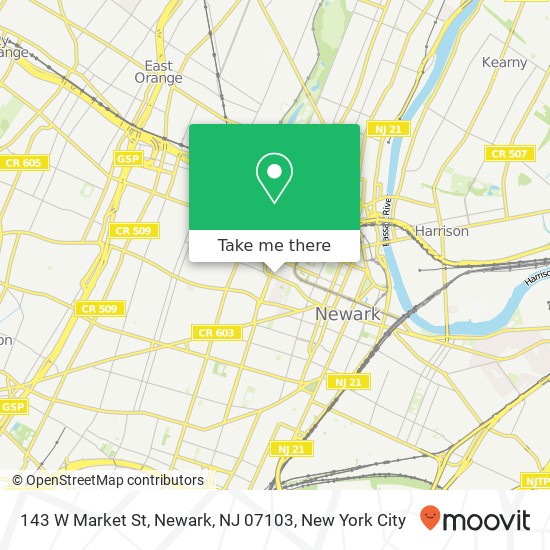 Mapa de 143 W Market St, Newark, NJ 07103