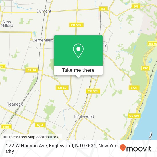 Mapa de 172 W Hudson Ave, Englewood, NJ 07631