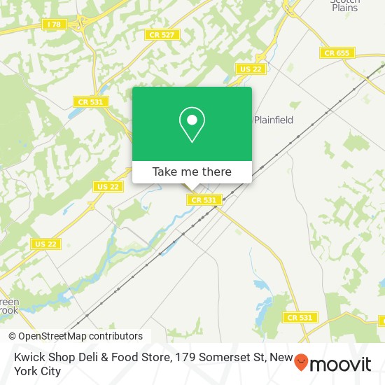 Mapa de Kwick Shop Deli & Food Store, 179 Somerset St