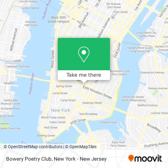 Bowery Poetry Club map
