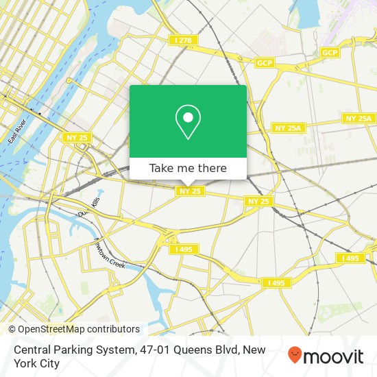 Mapa de Central Parking System, 47-01 Queens Blvd