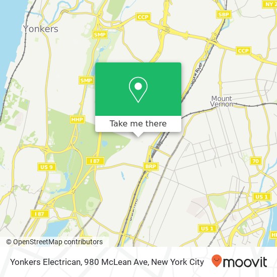 Mapa de Yonkers Electrican, 980 McLean Ave