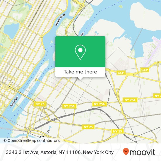 Mapa de 3343 31st Ave, Astoria, NY 11106