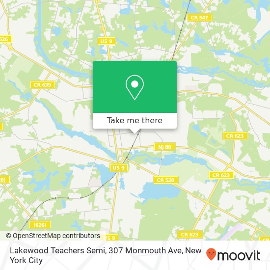 Mapa de Lakewood Teachers Semi, 307 Monmouth Ave