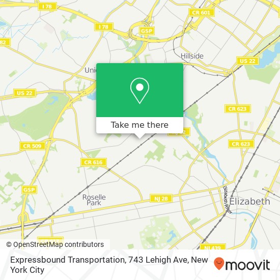 Mapa de Expressbound Transportation, 743 Lehigh Ave