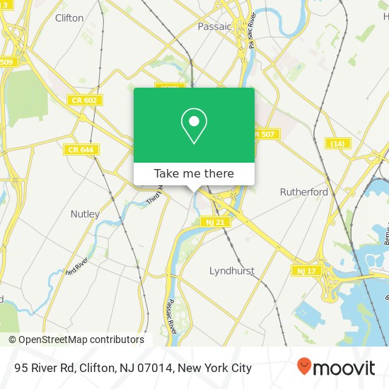 Mapa de 95 River Rd, Clifton, NJ 07014