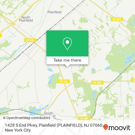 Mapa de 1428 S End Pkwy, Plainfield (PLAINFIELD), NJ 07060