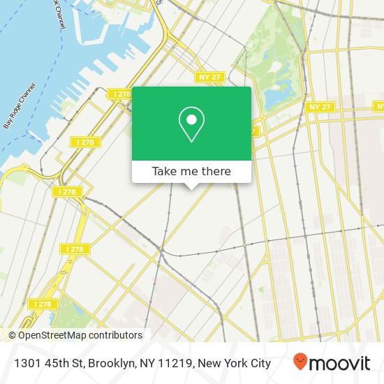 Mapa de 1301 45th St, Brooklyn, NY 11219