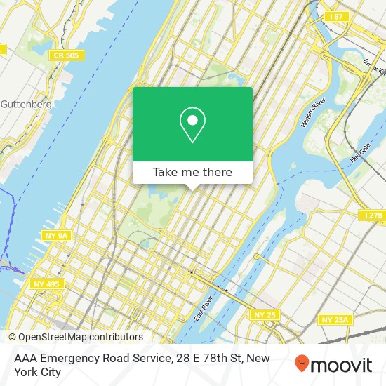 AAA Emergency Road Service, 28 E 78th St map