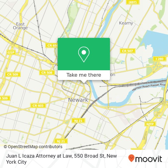 Juan L Icaza Attorney at Law, 550 Broad St map