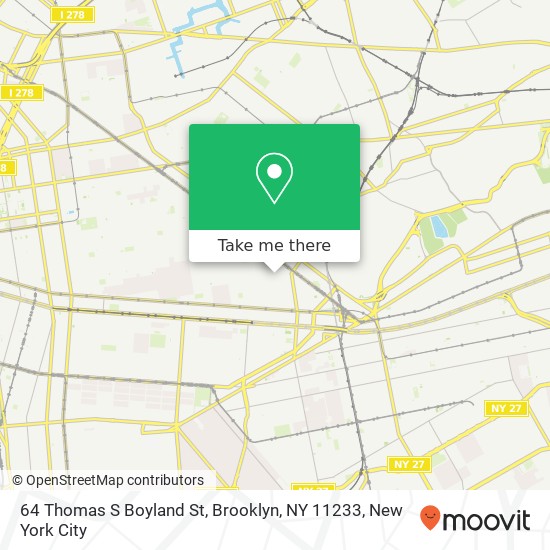 Mapa de 64 Thomas S Boyland St, Brooklyn, NY 11233