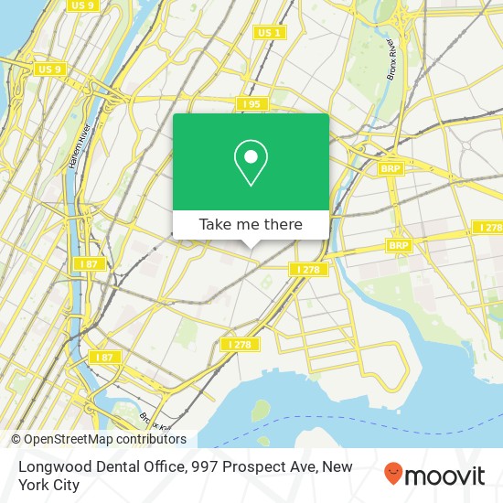 Mapa de Longwood Dental Office, 997 Prospect Ave