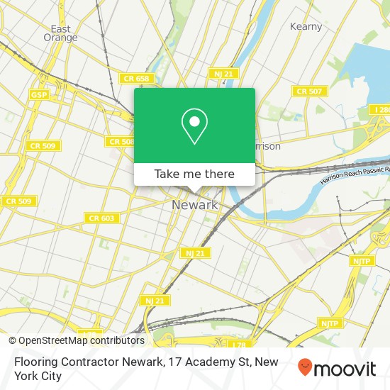 Mapa de Flooring Contractor Newark, 17 Academy St