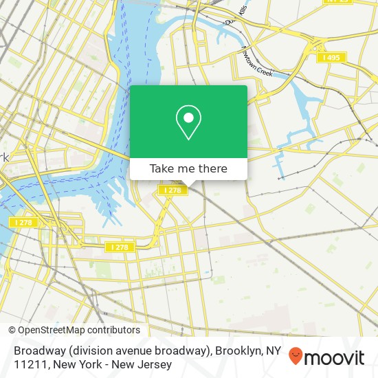 Mapa de Broadway (division avenue broadway), Brooklyn, NY 11211