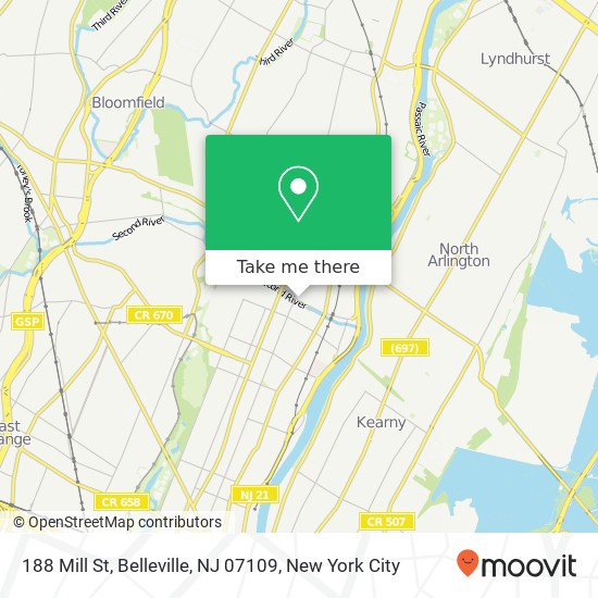 Mapa de 188 Mill St, Belleville, NJ 07109