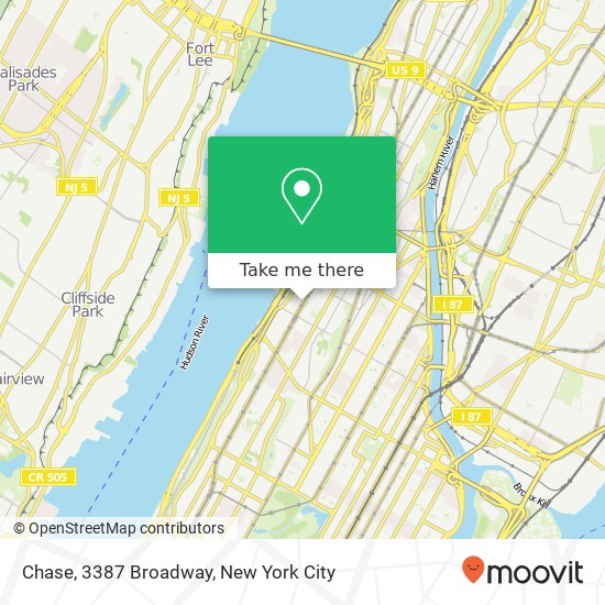 Mapa de Chase, 3387 Broadway