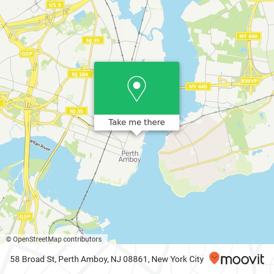 Mapa de 58 Broad St, Perth Amboy, NJ 08861