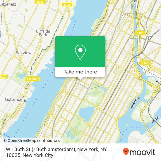 Mapa de W 106th St (106th amsterdam), New York, NY 10025