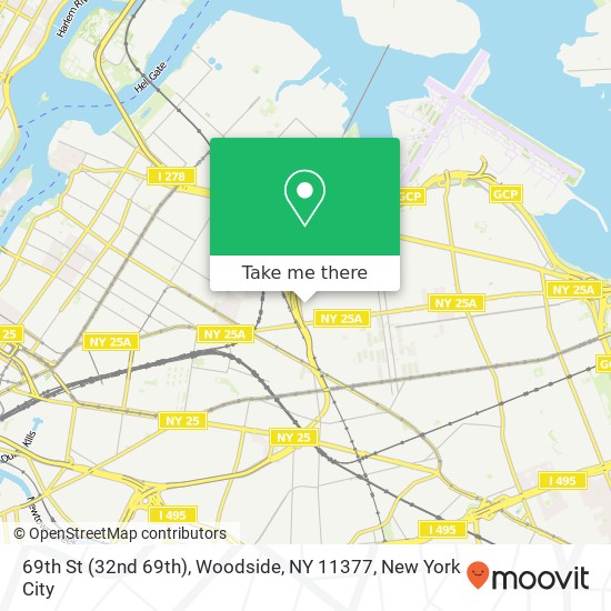 Mapa de 69th St (32nd 69th), Woodside, NY 11377