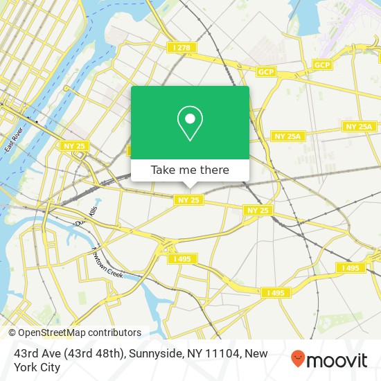 Mapa de 43rd Ave (43rd 48th), Sunnyside, NY 11104