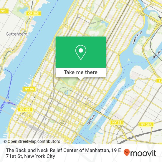 The Back and Neck Relief Center of Manhattan, 19 E 71st St map