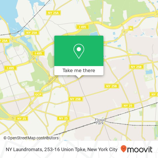 NY Laundromats, 253-16 Union Tpke map