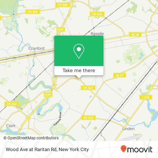 Mapa de Wood Ave at Raritan Rd