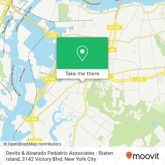 Mapa de Devito & Alvarado Pediatric Associates - Staten Island, 3142 Victory Blvd