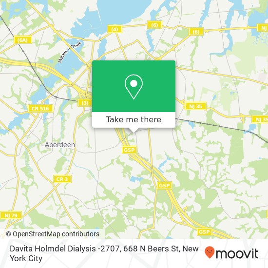 Davita Holmdel Dialysis -2707, 668 N Beers St map