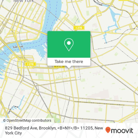 Mapa de 829 Bedford Ave, Brooklyn, <B>NY< / B> 11205